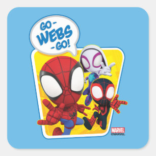 Sticker Carré Équipe Spidey : Go-Webs-Go!