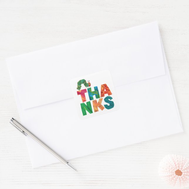 Sticker Carré Eric Carle | Merci Caterpillar (Enveloppe)