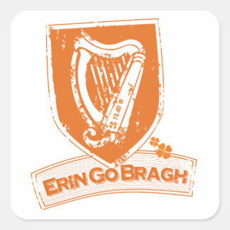 Sticker Carré Erin Go Bragh (Harpe orange)
