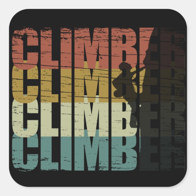 Sticker Carré Escalade rock grimpeur vintage (Devant)