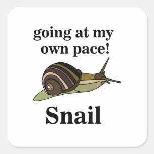 Sticker Carré Escargot allant à mon propre rythme Escargot drôle
