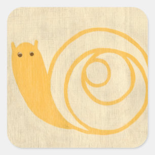 Sticker Carré Escargot jaune sur l'arrière - plan crème
