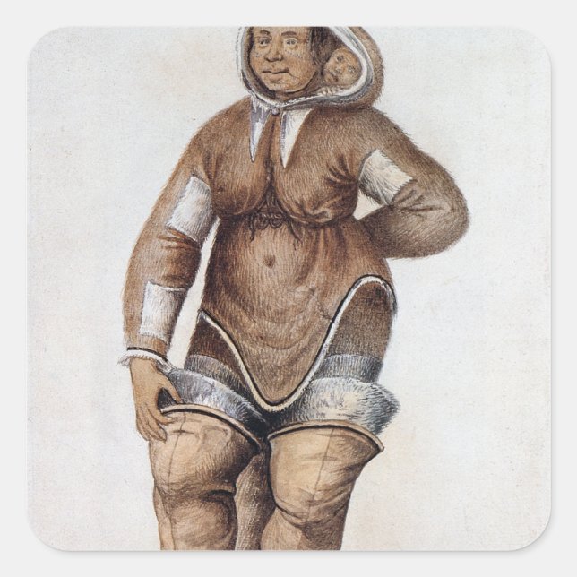 Sticker Carré Eskimo femme et bébé (Devant)