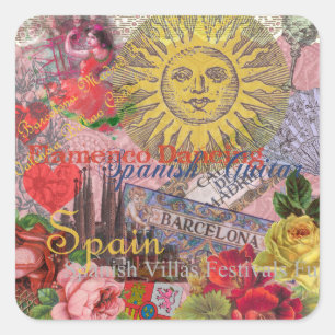 Sticker Carré Espagne Sunshine Espagnol Travel Art