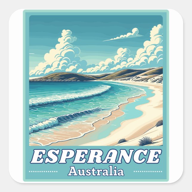 Sticker Carré Esperance en Australie Occidentale Skyline Rétro (Devant)