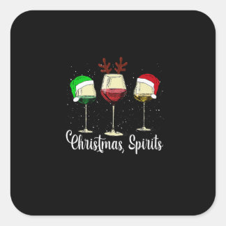 Sticker Carré Esprits De Noël Drôle Lunettes De Vin Noël Pajam