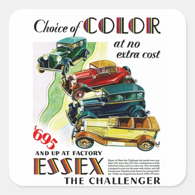 Sticker Carré Essex Le Challenger Automobile (Devant)