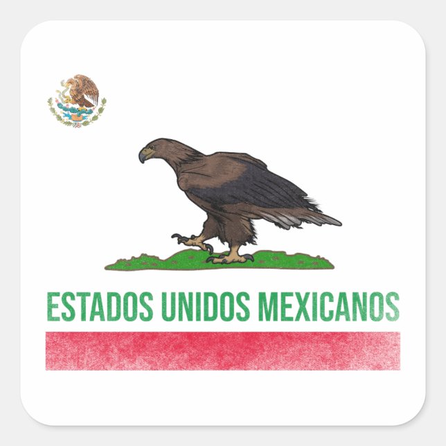 Sticker Carré Estados Unidos Mexicanos - Mexique et Californie (Devant)