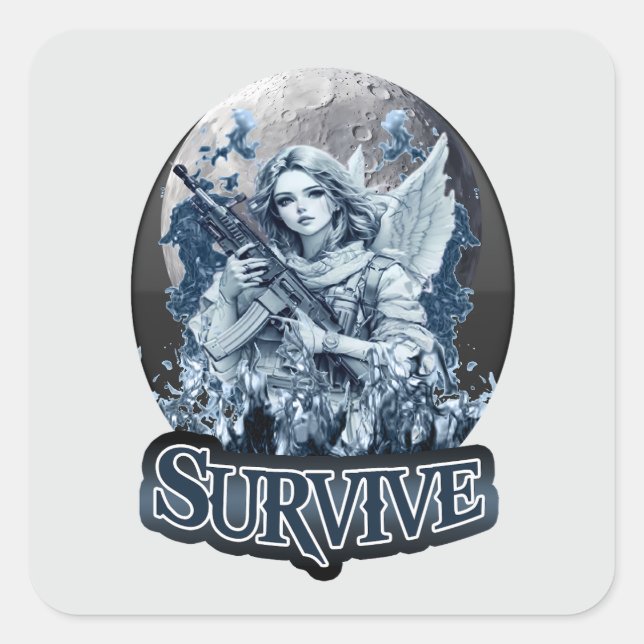 Sticker Carré Estampa Anjo – Cyberpunk Guardian Angel - Adesivo (Devant)