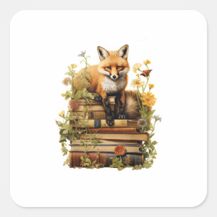 Sticker Carré Esthétique Cottagecore Avec Livre Mignon Goblincor