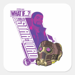 Sticker Carré Et si…?   Graphisme du personnage de T'Challa Star