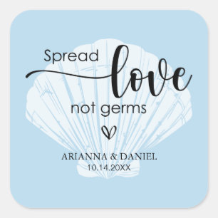 Sticker Carré Étaler l'amour non Germes Mariage Sanitizer main