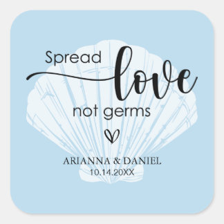 Sticker Carré Étaler l'amour non Germes Mariage Sanitizer main
