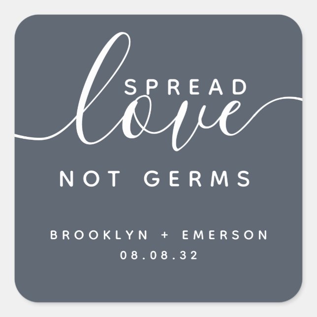Sticker Carré Étaler l'amour non Germes Sanitizer à la main (Devant)