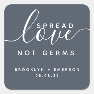 Sticker Carré Étaler l'amour non Germes Sanitizer à la main