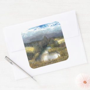 Sticker Carré étang d'automne