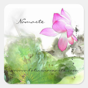 Sticker Carré ÉTANG LOTUS l art de peinture de brosse de Chinoi