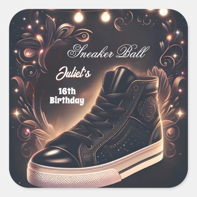 Sticker Carré Étape Chic Chaussure Fille Sweet 16 Basket Ball An (Devant)
