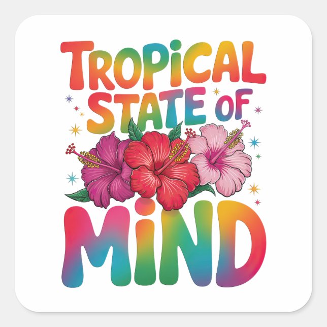 Sticker Carré État tropical de l'esprit Plage d'été Graphique (Devant)