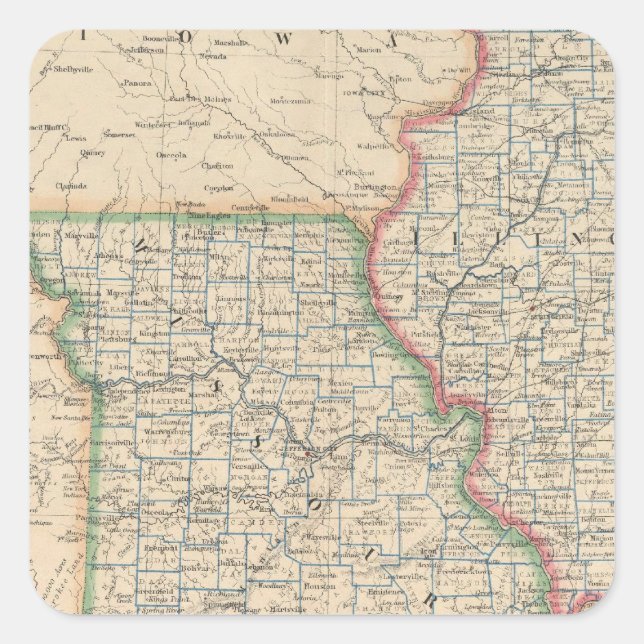 Sticker Carré États de l'Illinois, du Missouri et de l'Arkansas (Devant)