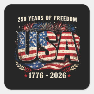 Sticker Carré États-Unis 250 Ans de Liberté 1776–2026 Patriote