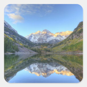 Sticker Carré États-Unis, Colorado, Maroon Bells-Snowmass
