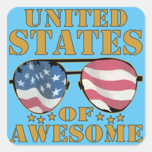 Sticker Carré États-Unis D'Awesome
