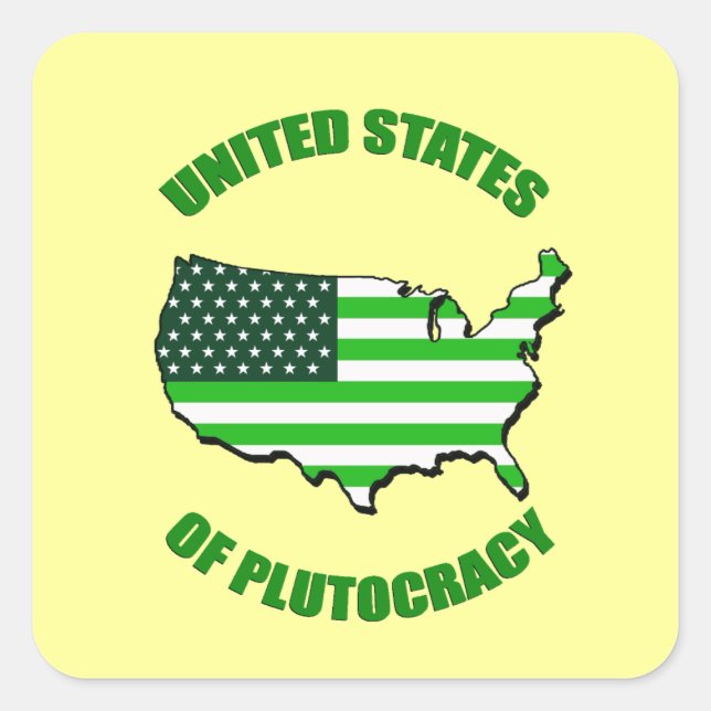 Sticker Carré États-Unis de ploutocratie (Devant)