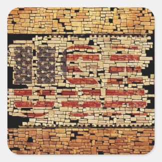 Sticker Carré États-Unis en détresse vintage lettres et drapeau
