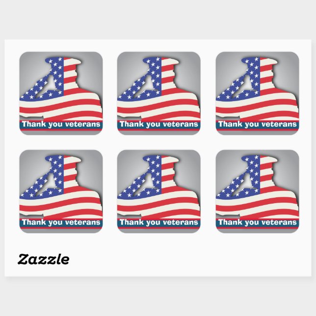 Sticker Carré Etats-Unis militaire merci vétérans, jour des vété (Feuille)