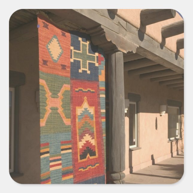 Sticker Carré États-Unis, Nouveau-Mexique, Taos : Navaho Rug Gal (Devant)