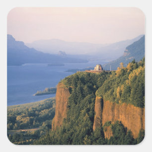 Sticker Carré États-Unis, Oregon, fleuve Columbia. Coucher de so