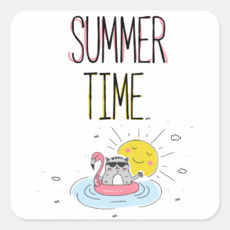 Sticker Carré Été noir