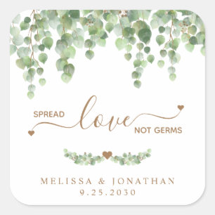 Sticker Carré Étendre l'amour pas les germes Eucalyptus Mariage 