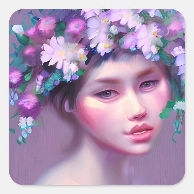 Sticker Carré Ethereal Imaginaire Fairytale Art | Jolies femmes (Devant)