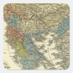Sticker Carré Ethnographic Map of Ottoman