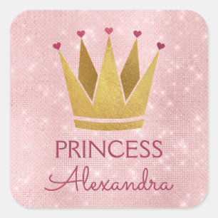 Sticker Carré Étincelle de rose de Gold Blush de princesse Crow