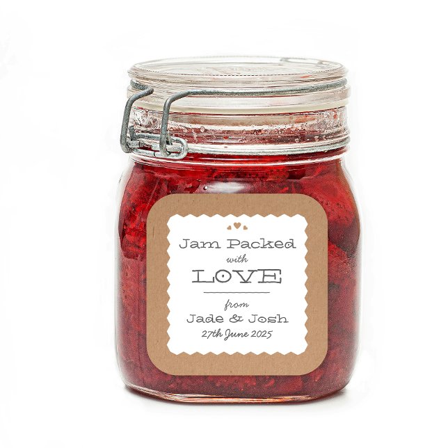 Sticker Carré Étiquette Kraft Paper Hearts (Créateur téléchargé)