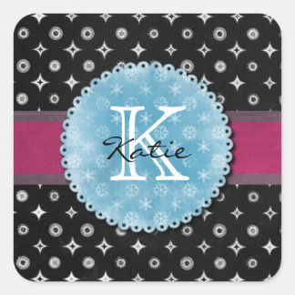 Sticker Carré Étoile d'argent monogramme