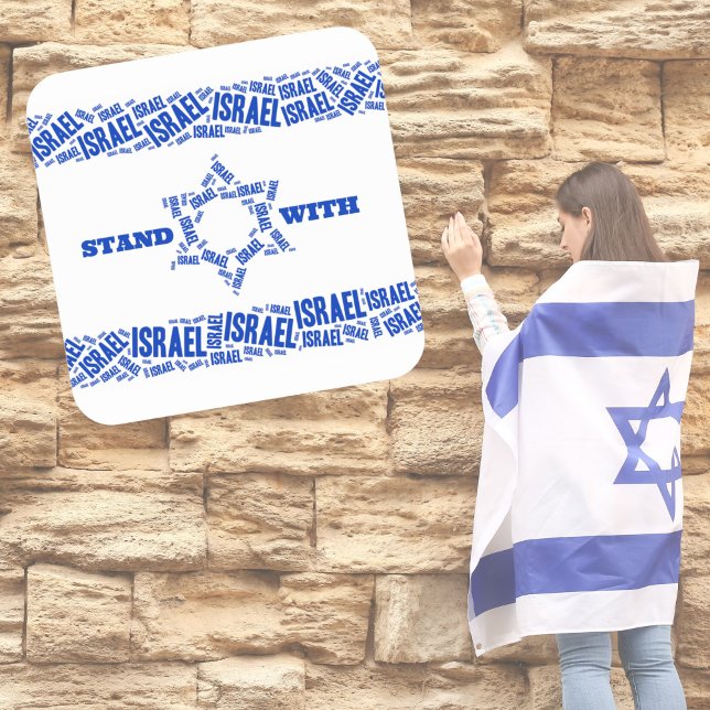 Sticker Carré Étoile de David Drapeau Support Stand avec Israël (Créateur téléchargé)