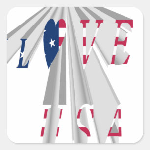 Sticker Carré Étoile : Graphic I Love USA Design