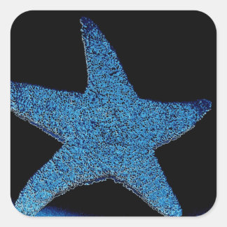 Sticker Carré Etoile marine bleu néon