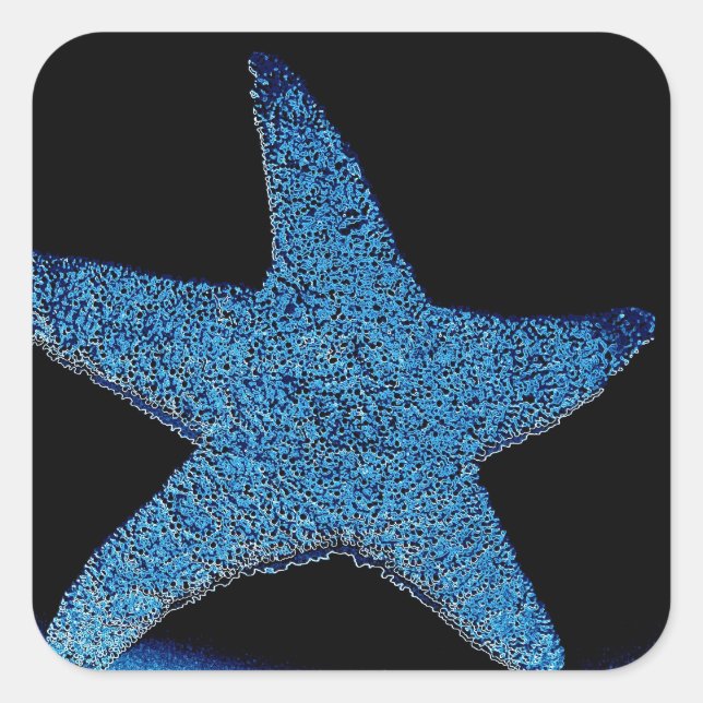 Sticker Carré Etoile marine bleu néon (Devant)