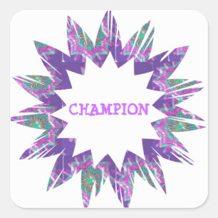 Sticker Carré Étoile PURPLE : Script CHAMPION