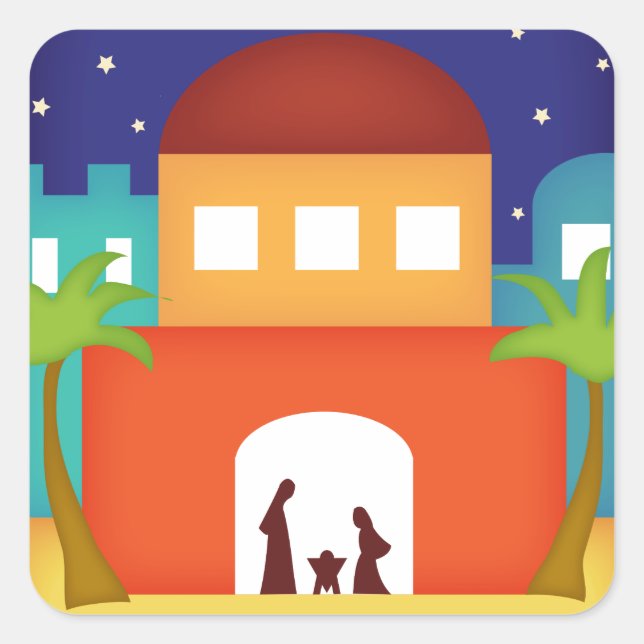 Sticker Carré Étoile sur la Nativité de Noël de Bethléem (Devant)