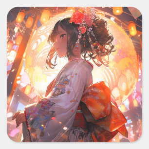 Sticker Carré Étoiles de fille Anime