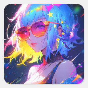 Sticker Carré Étoiles de fille Anime