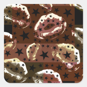 Sticker Carré Étoiles de lèvres au chocolat