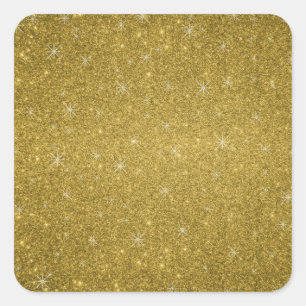 Sticker Carré Étoiles de parties scintillant d'or