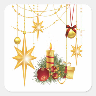 Sticker Carré Étoiles et bougie